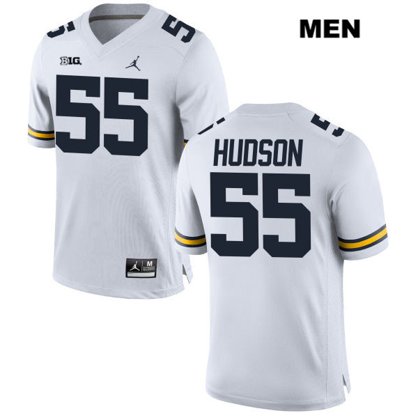 Men's NCAA Michigan Wolverines James Hudson #55 White Jordan Brand Authentic Stitched Football College Jersey CA25T67XE